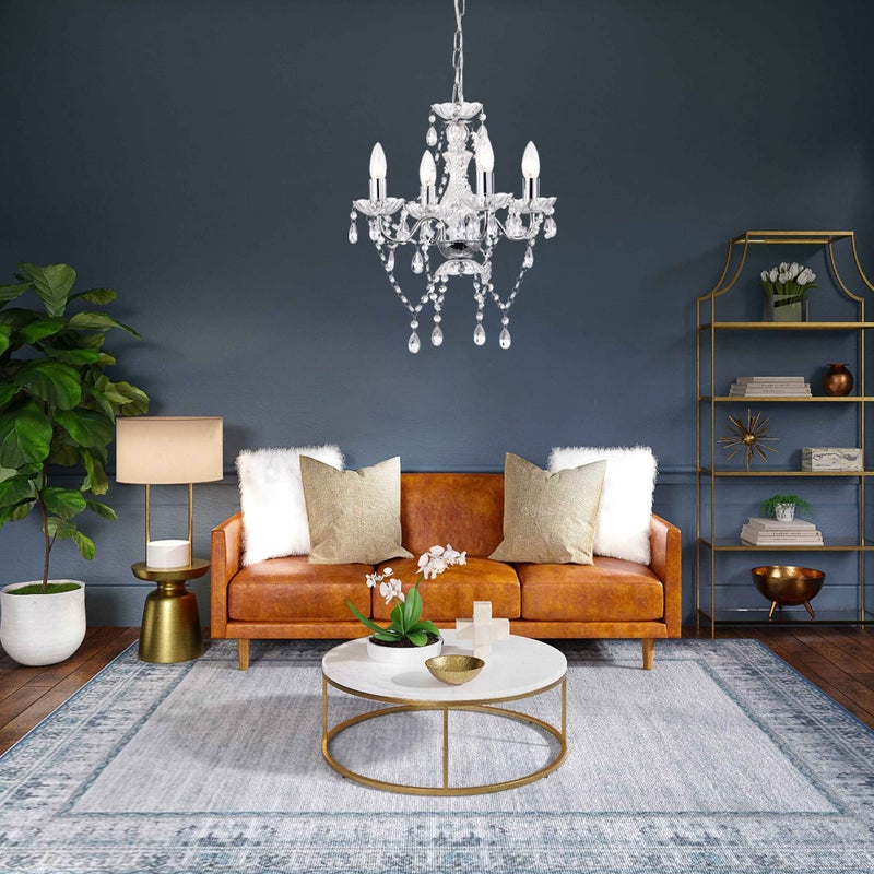 LaLuLa Chrome Chandelier Modern Mini Acrylic Crystal Chandelier Lighting 4 Light Candle Style Chandeliers for Dining Room - Image 5